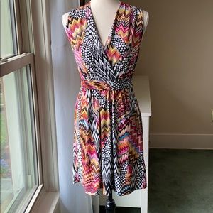 Cato halter tie funky boho open pink black dress